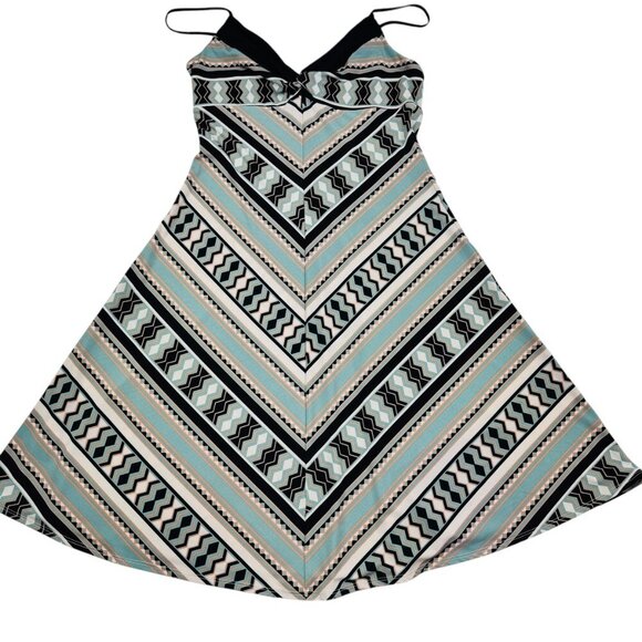 BCBGMaxAzria Dresses & Skirts - BCBG MaxAzaria Twist Front Aztec Print Spaghetti Strap Dress Women's Size Small